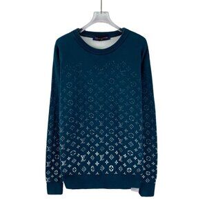 Louis Vuitton Deep Blue Logo Embossed Cotton Round-Neck Long-Sleeved Sweatshirt